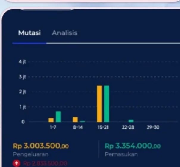 Dokumentasi mutasi pemasukan dengan data pribadi yang telah disamarkan