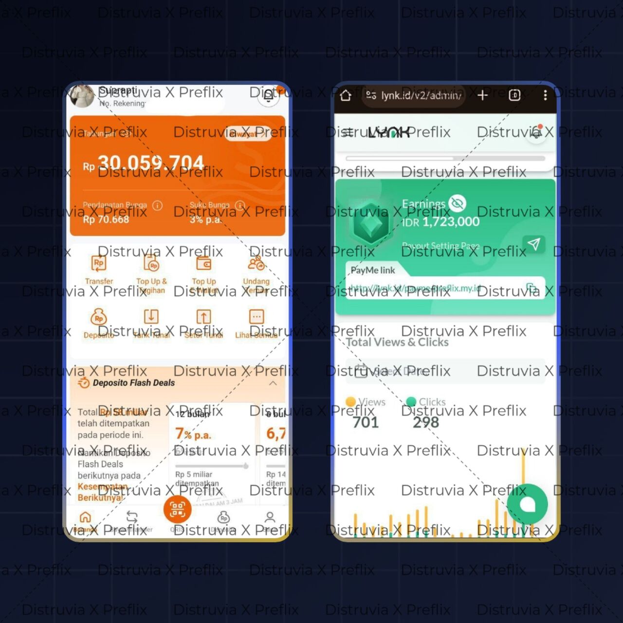 Kolase catatan saldo dan dashboard transaksi digital